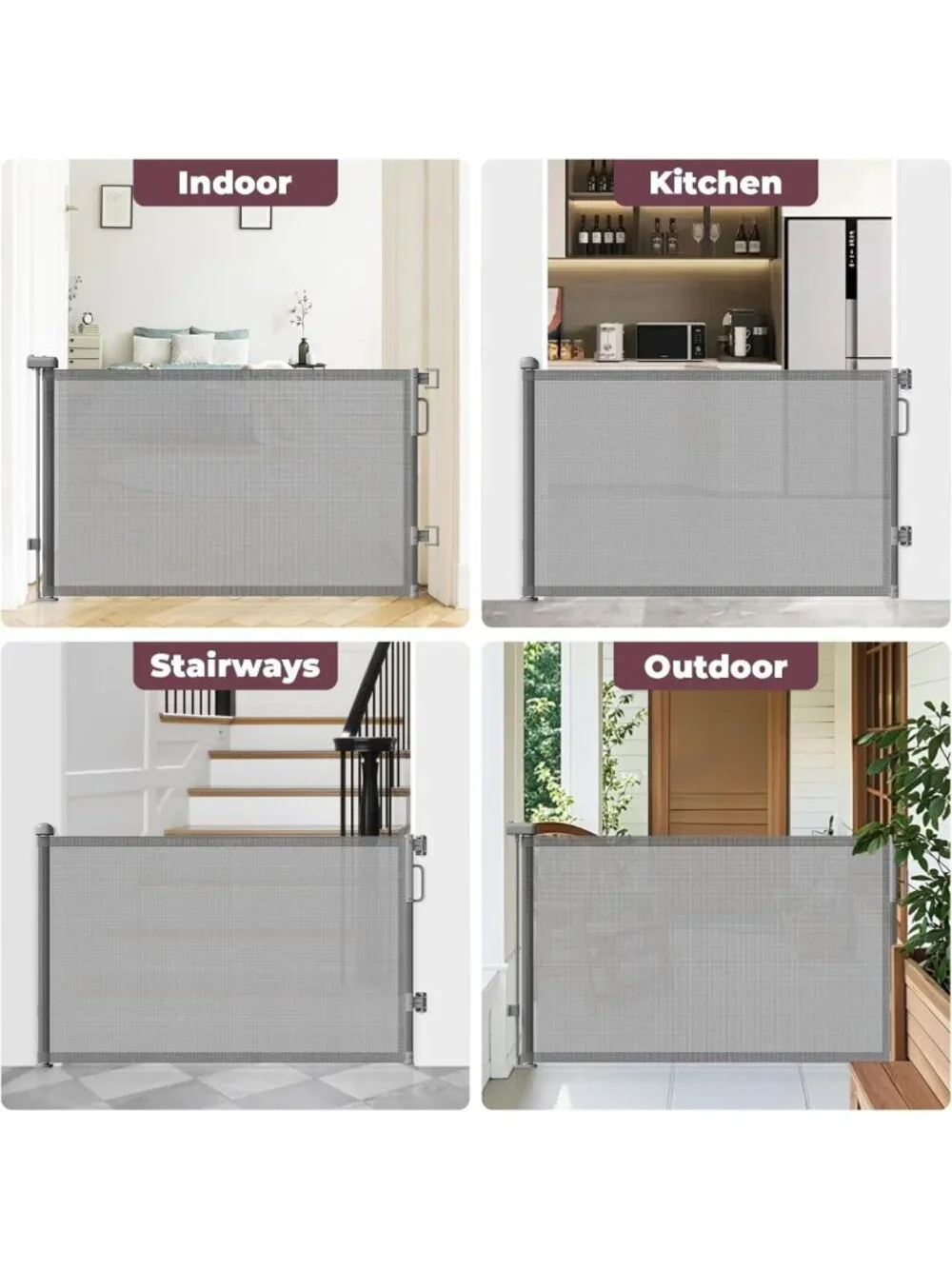Retractable Baby Gate for Stairs & Doorways | Indoor Outdoor Dog Safety Barrier